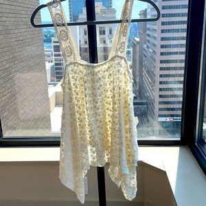 Staring at Stars Lace Tank Top - Cream - Small